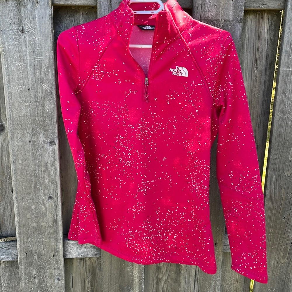 The North Face pink galaxy splatter quarter zip M
